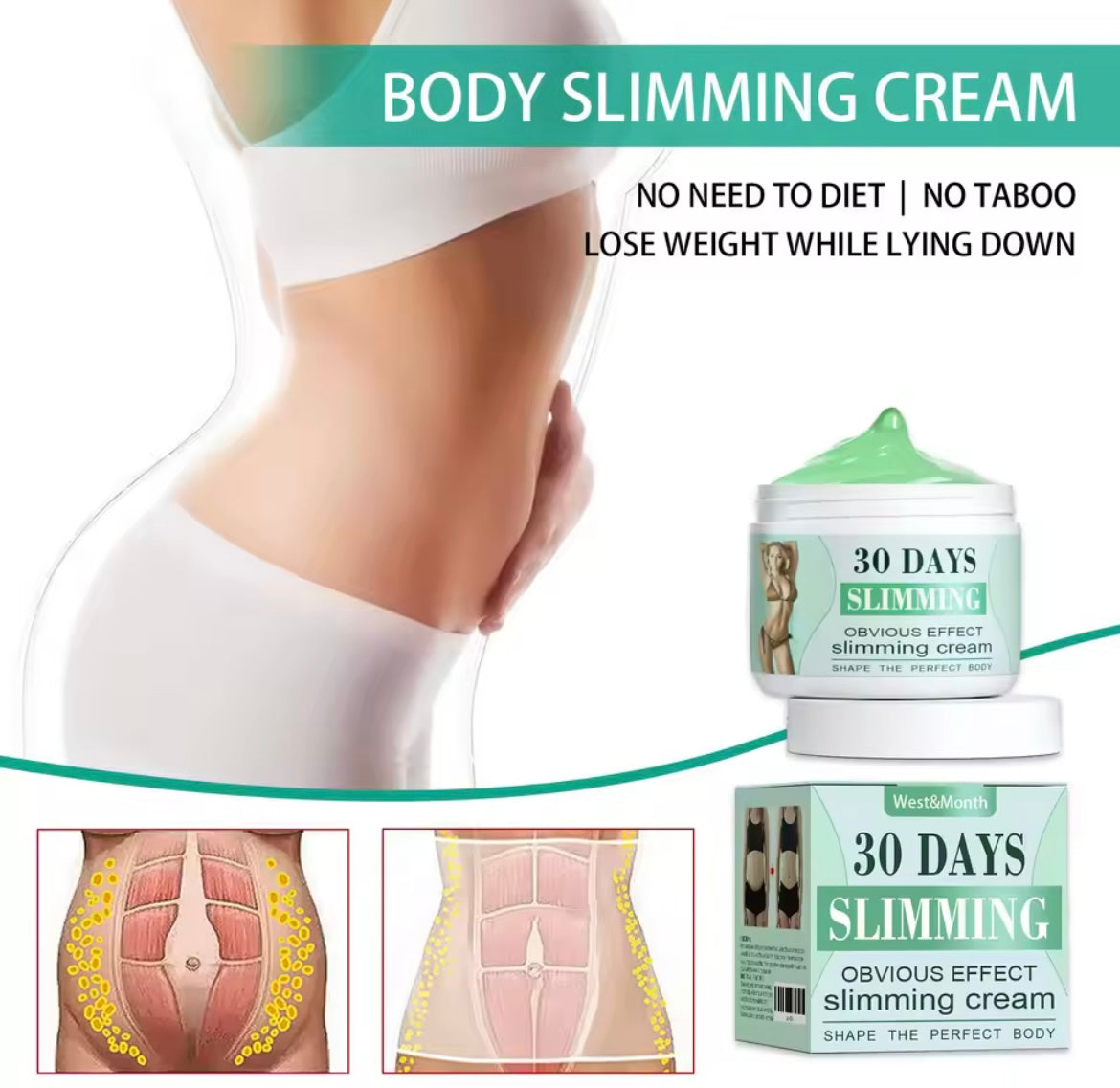 Slimming Cream Fat Burning Abdomen Shrinking Body Firming Fat for Stomach Legs and Buttocks Waist Weight Loss Massage Cream