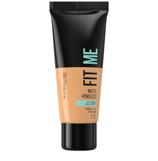 Maybelline Fit Me Foundation, Matte & Poreless, Full Coverage Blendable Normal to Oily Skin, 220 Natural Beige 30ml
