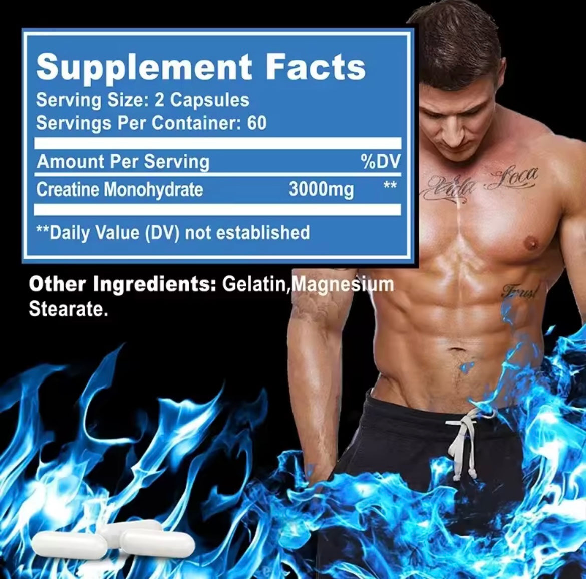 Creatine Monohydrate - Enhance Muscle Strength, Promote Muscle Growth, Improve Athletic Performance, Vegetarian, Gluten-free