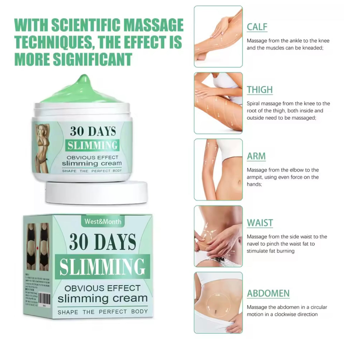 Slimming Cream Fat Burning Abdomen Shrinking Body Firming Fat for Stomach Legs and Buttocks Waist Weight Loss Massage Cream