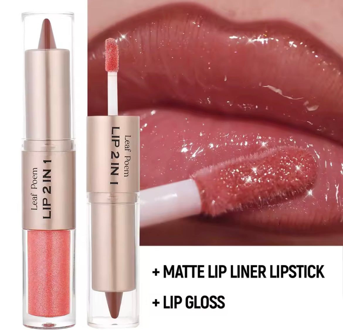 Black Brown Tapered Lip Liner Contour Pencil Double Head Mirror Plumping Lip Glaze Crystal Lip Gloss Sexy Red Lips Tint Makeup