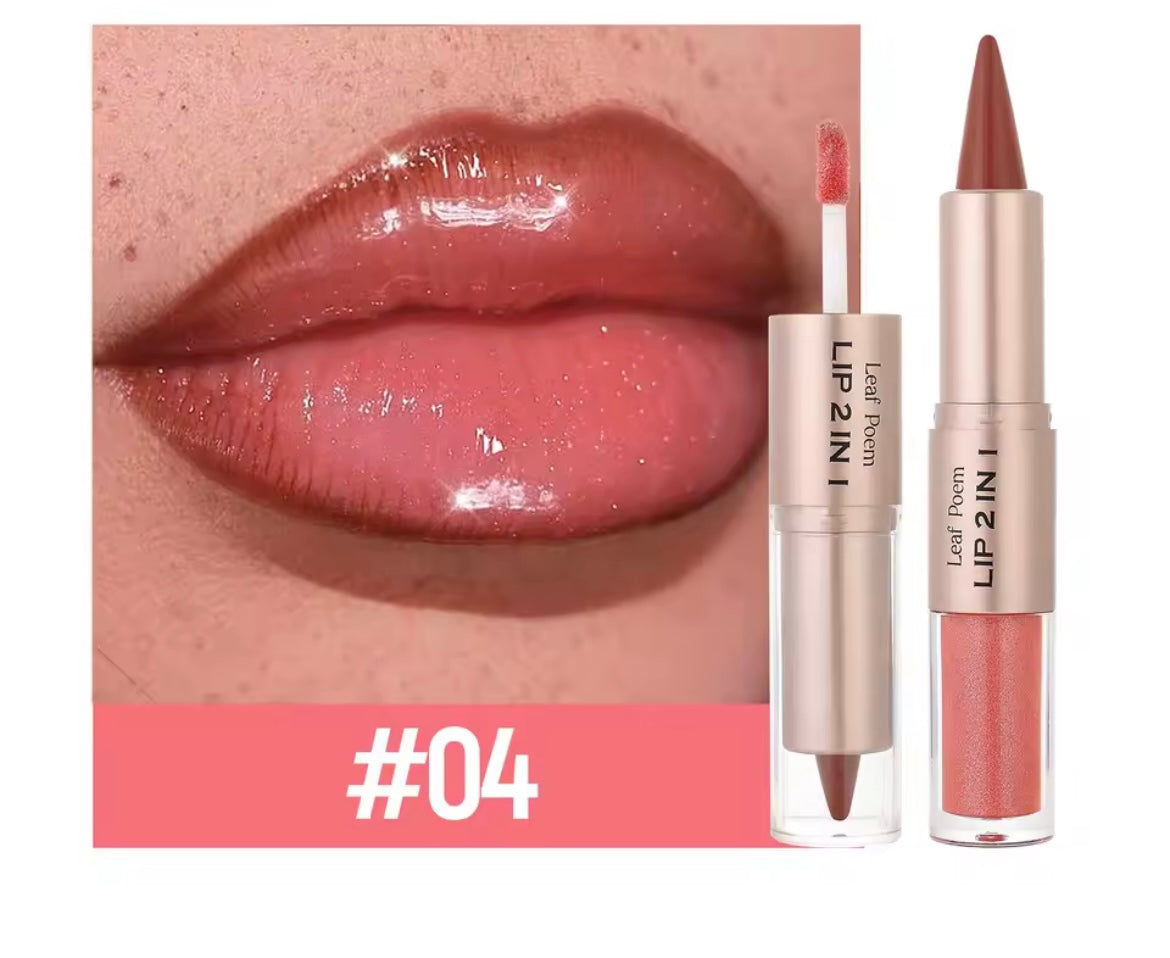 Black Brown Tapered Lip Liner Contour Pencil Double Head Mirror Plumping Lip Glaze Crystal Lip Gloss Sexy Red Lips Tint Makeup