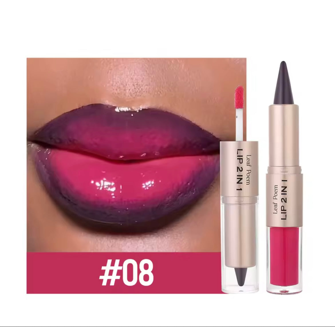 Black Brown Tapered Lip Liner Contour Pencil Double Head Mirror Plumping Lip Glaze Crystal Lip Gloss Sexy Red Lips Tint Makeup